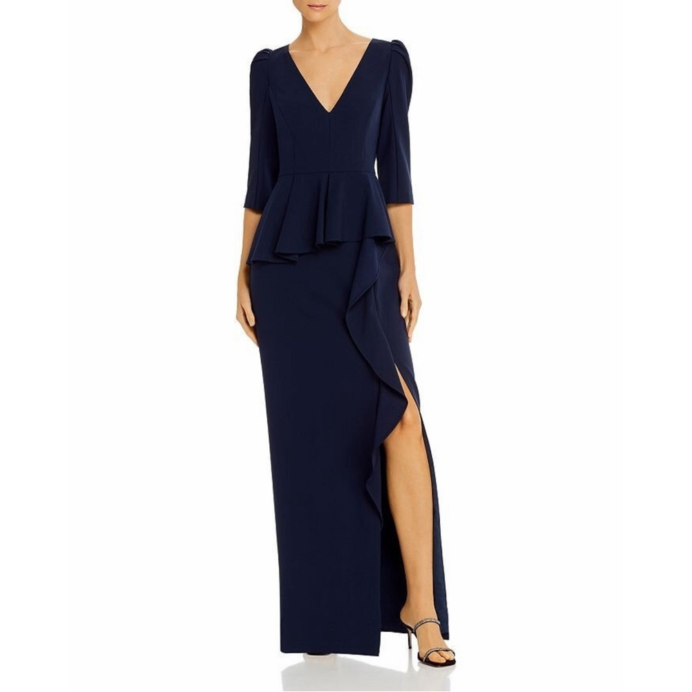 NWT Aidan Mattox ‘Gown with Peplum’ in Navy Blue Size 2